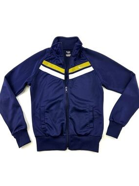 Nike The Athletic Dept navy zip front chevron track jacket Womens Small Fall2013